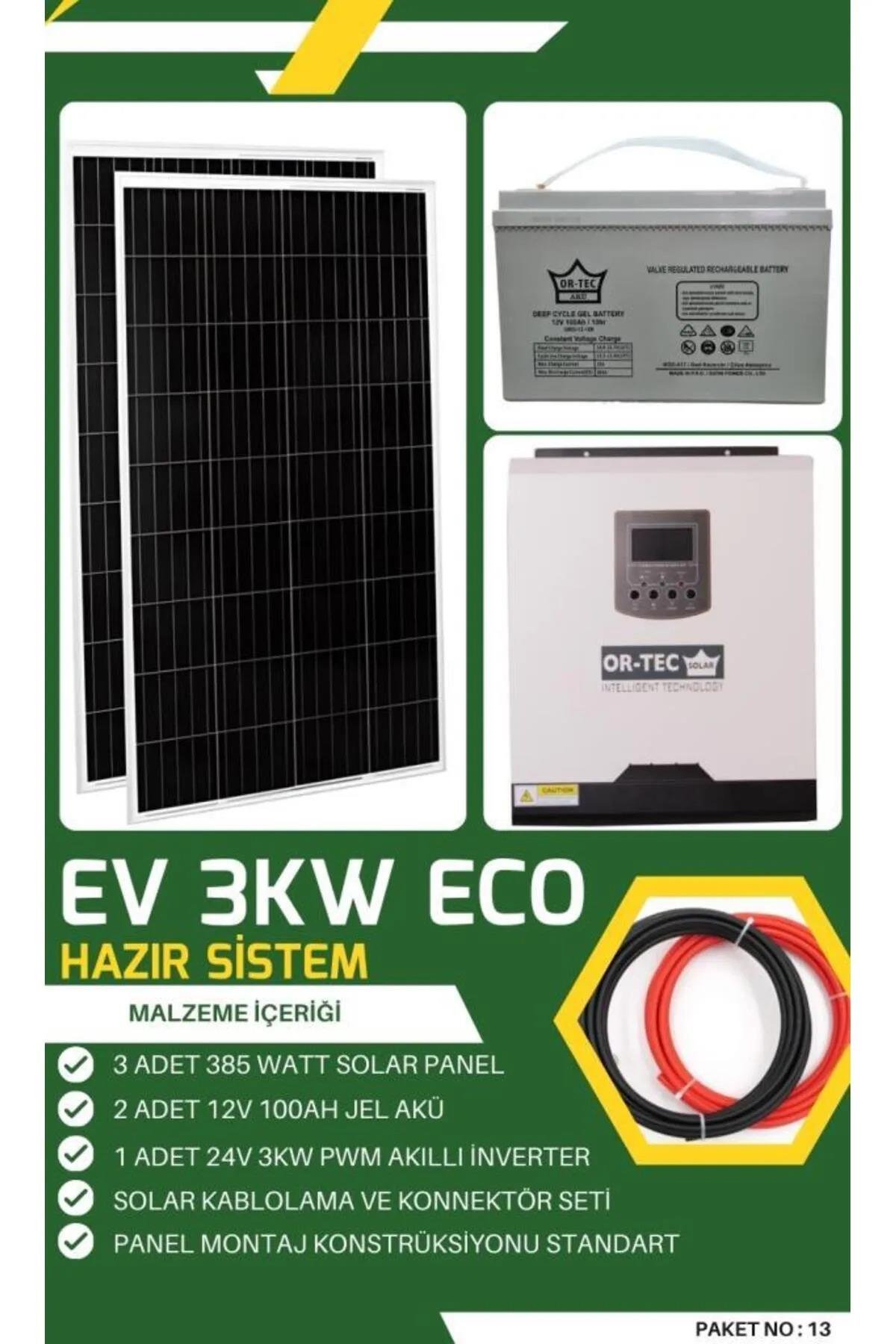 3KW Ekonomik Güneş Enerjisi Bağ Evi, Hobi Bahçesi Solar Enerji Paketi - No:13