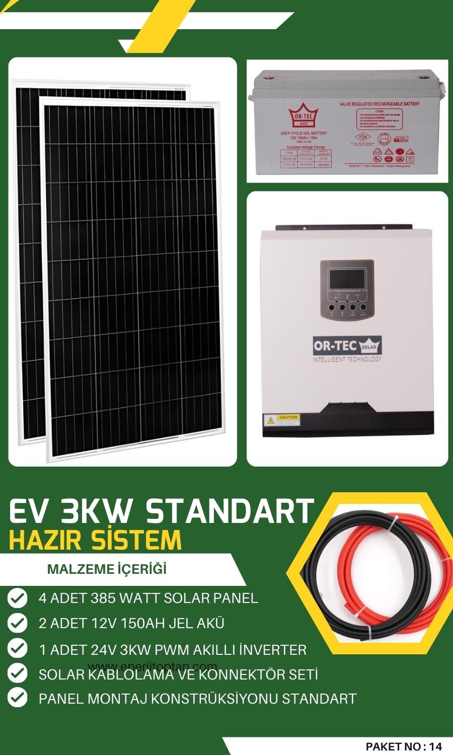 Bağevi Güneş Enerjisi 3KW Standart Solar Paket - No: 14 