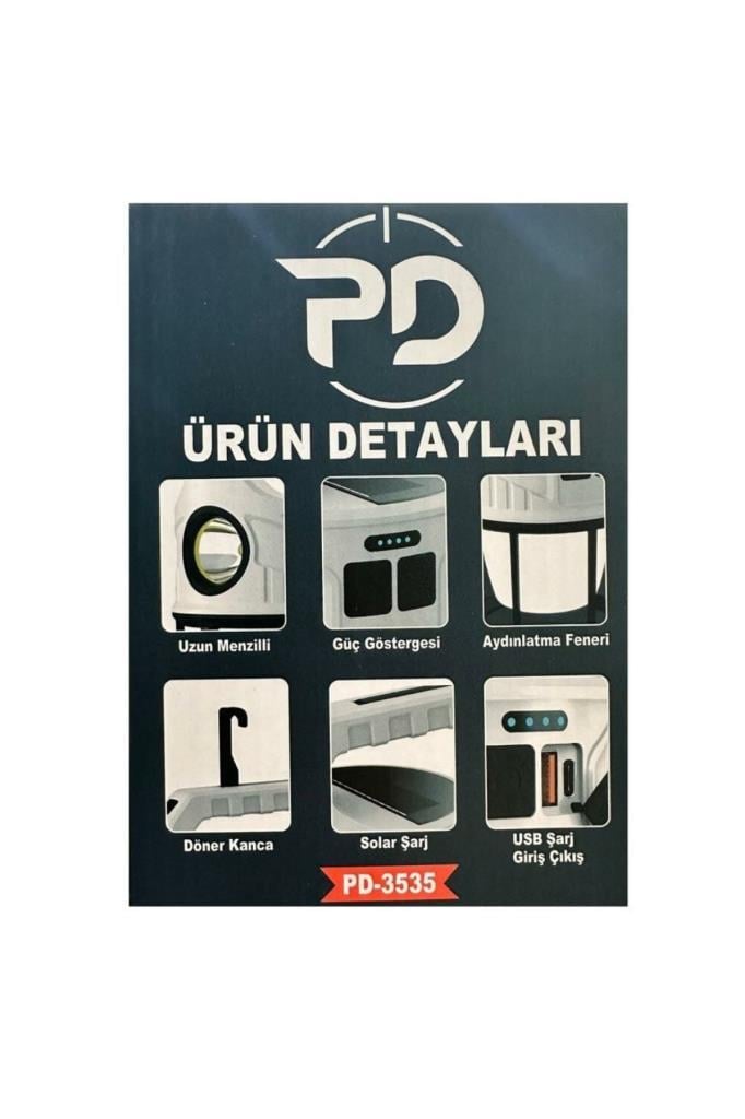 Çift Işıklı Güneş Enerjili Kamp Feneri