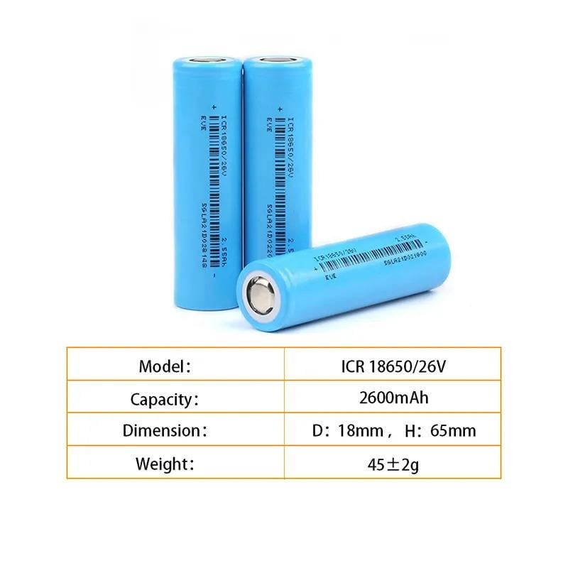 Eve 18650 26V 2.55 AH 3-C Şarj Edilebilir Pil