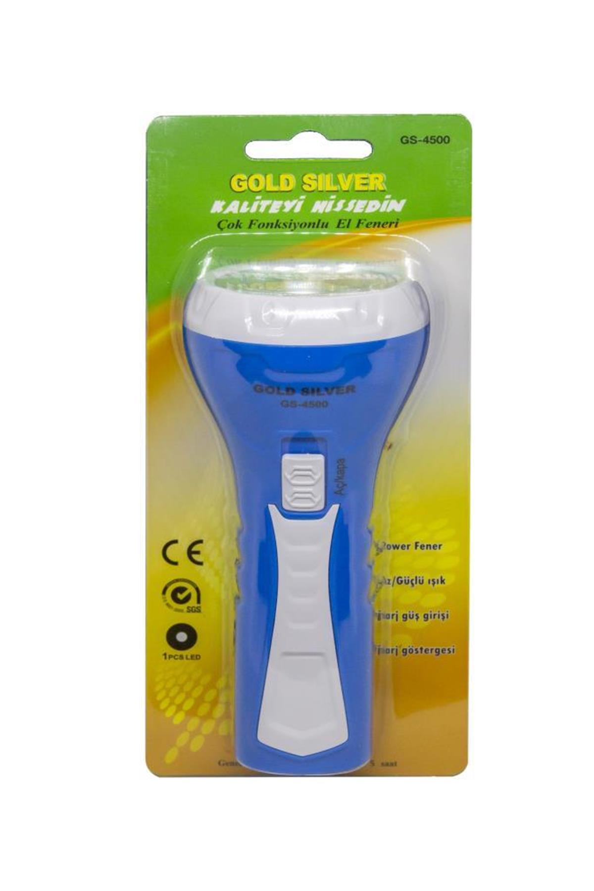 Gold Silver GS-4500 USB ile Şarj Edilebilir Fener