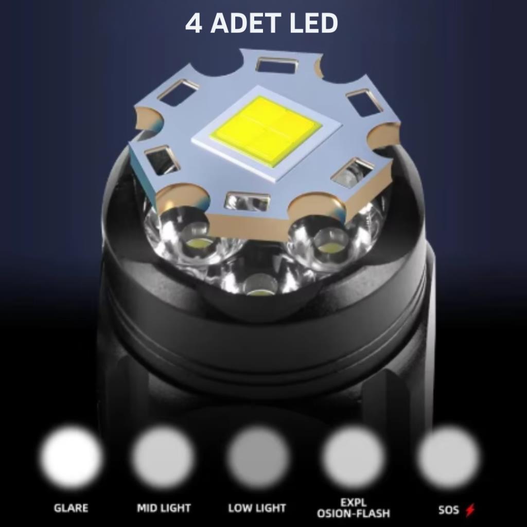 Güç Göstergesi İle Güçlü USB Şarj Edilebilir Mini LED El Feneri PD-7007