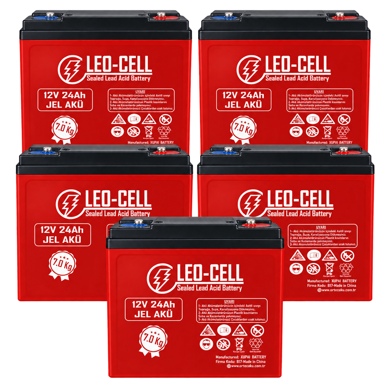Leo-Cell 12V 24AH Japon Teknolojisi Elektrikli Motorsiklet Aküsü 7 Kg 5'li Set 2026 Üretim
