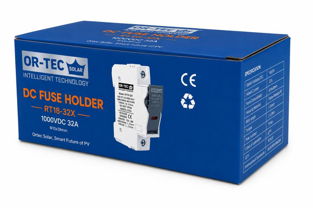OR-TEC 1000V 32A 10X38 DC Sigorta + Sigorta Yuvası 10'Lu Set