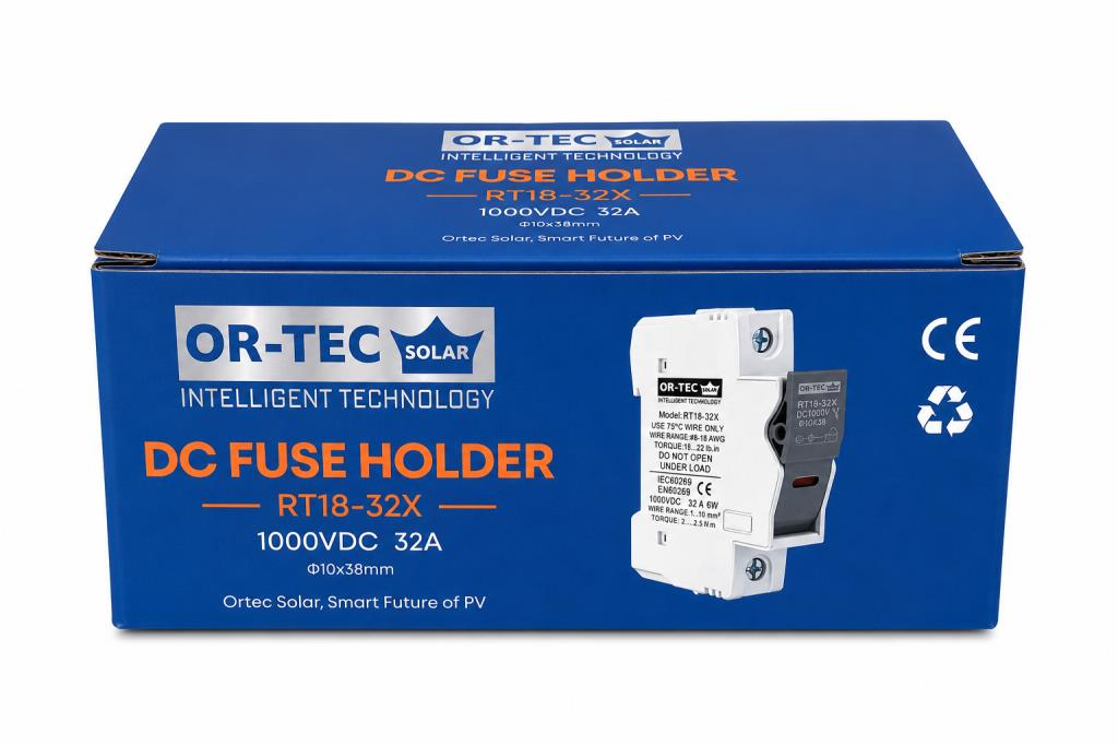 OR-TEC 1000V 32A 10X38 DC Sigorta + Sigorta Yuvası 10'Lu Set