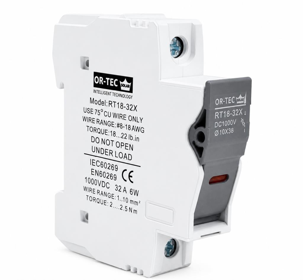 OR-TEC 1000V 32A 10X38 DC Sigorta + Sigorta Yuvası