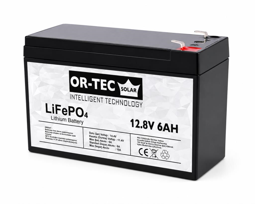 OR-TEC 12.8V 6Ah LiFePO4 Akülü Araba - UPS Aküsü