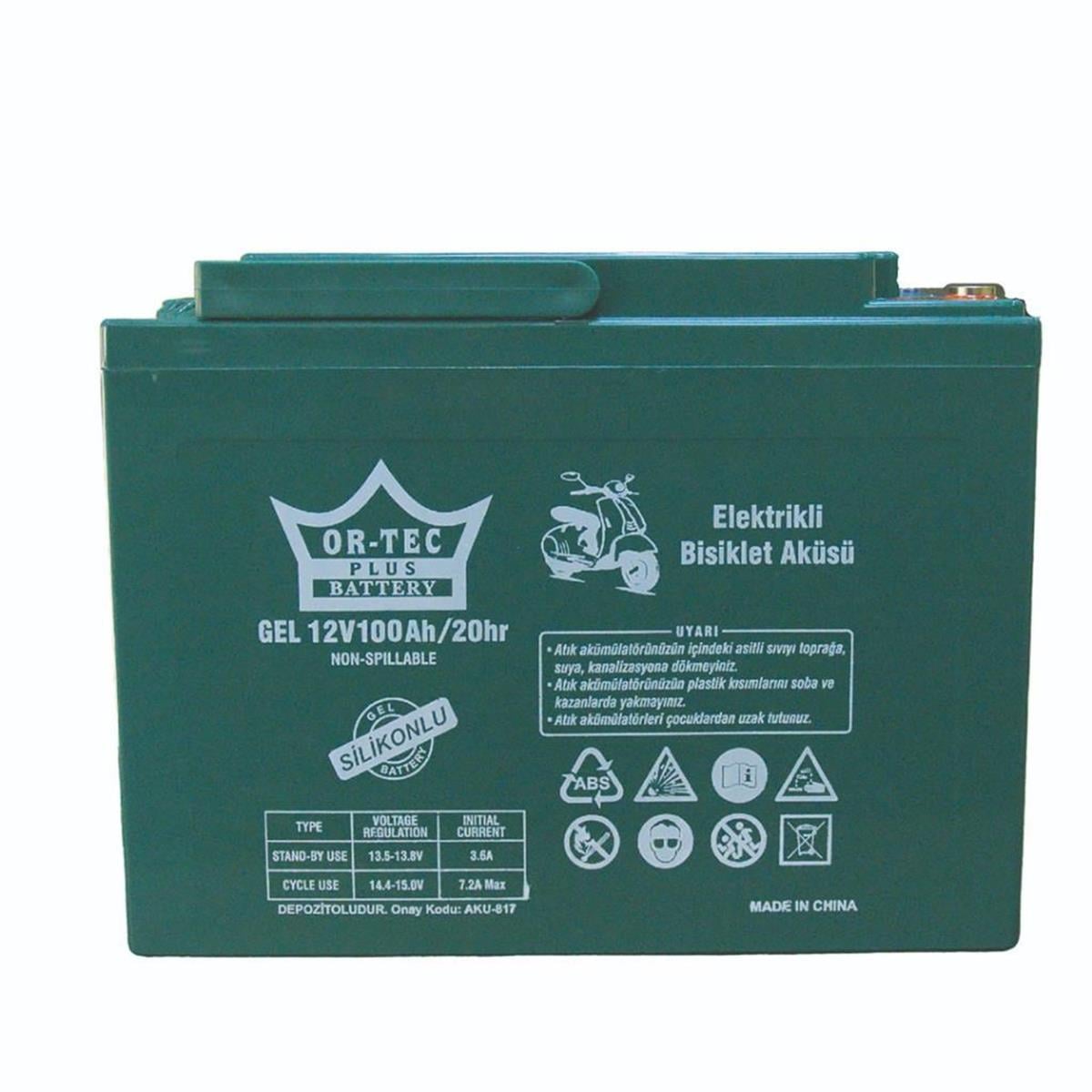 Or-tec Plus 12v 100 Ah Elektrikli Motor Aküsü 