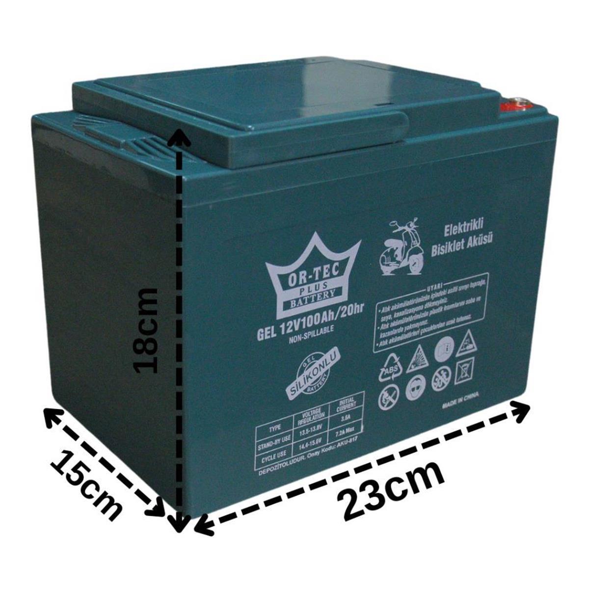Or-tec Plus 12v 100 Ah Elektrikli Motor Aküsü 