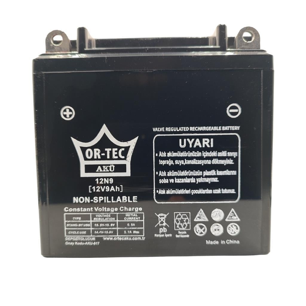 Ortec 12V 9Ah (12N9-BS) Motosiklet Aküsü