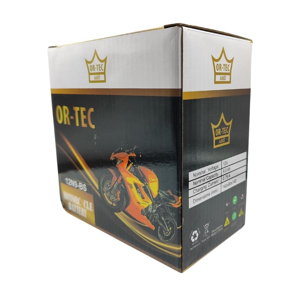 Ortec 12V 9Ah (12N9-BS) Motosiklet Aküsü
