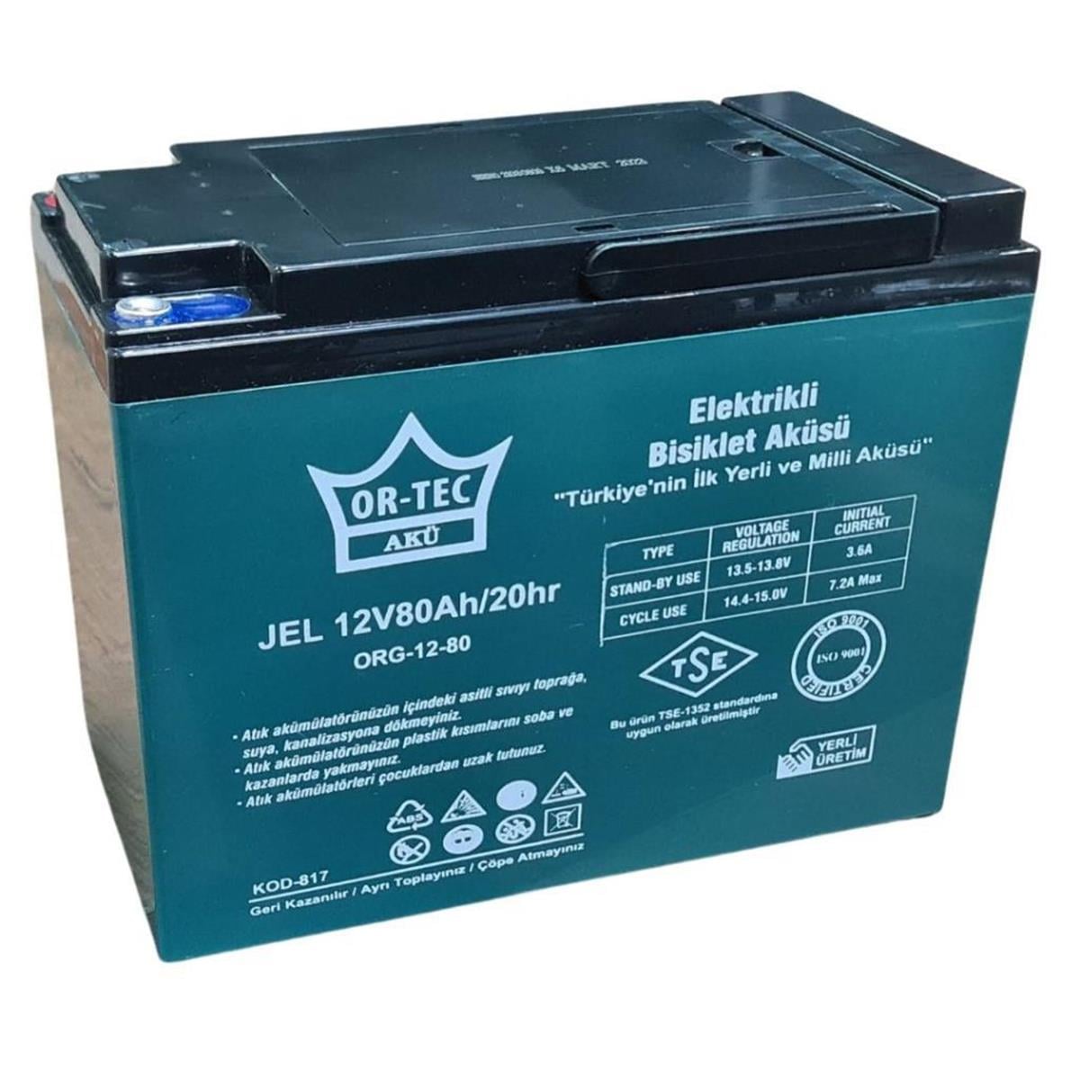 ORTEC 6'LI SET 12V 80 AH JEL MOTOR AKÜSÜ 2023 ÜRETİM