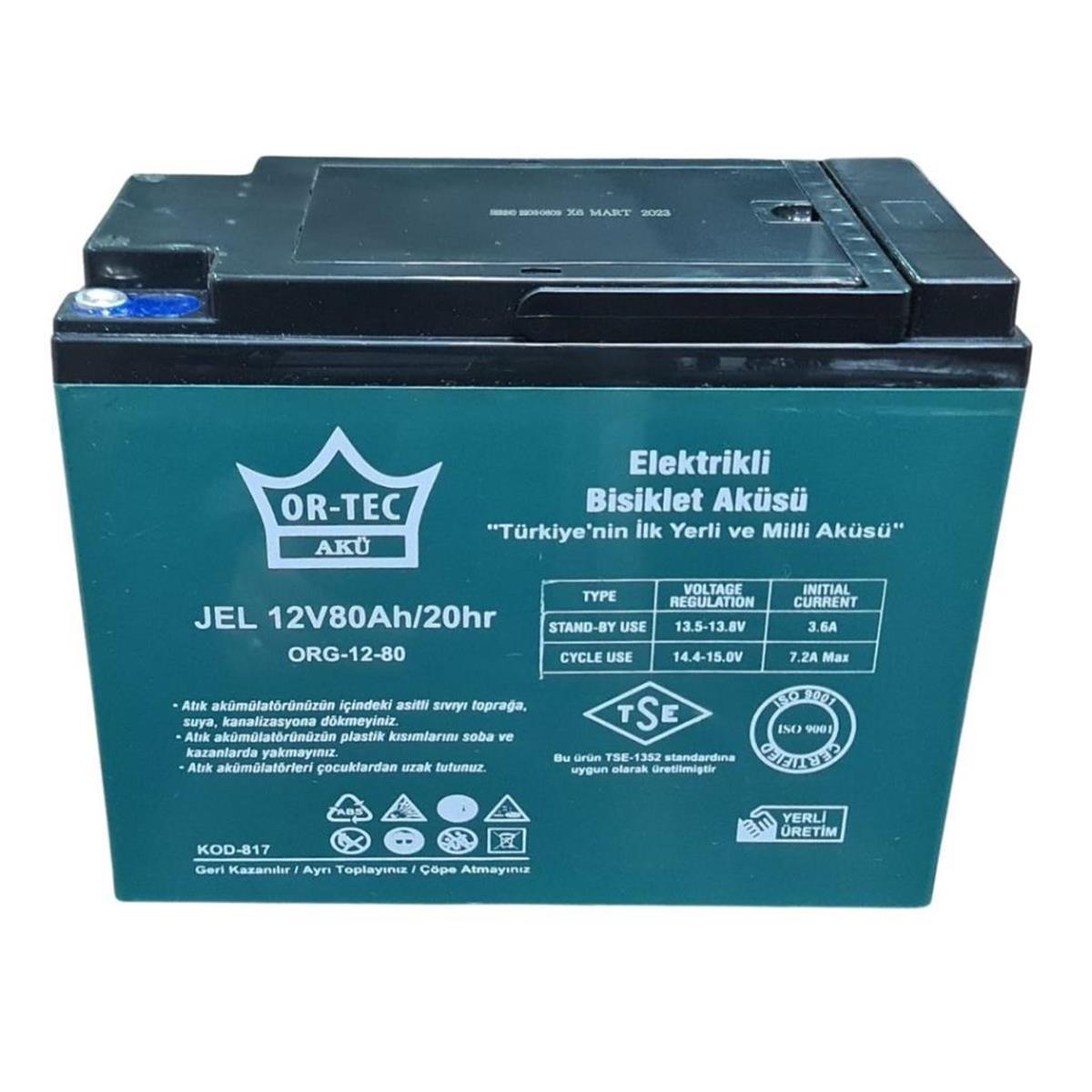 ORTEC 6'LI SET 12V 80 AH JEL MOTOR AKÜSÜ 2023 ÜRETİM
