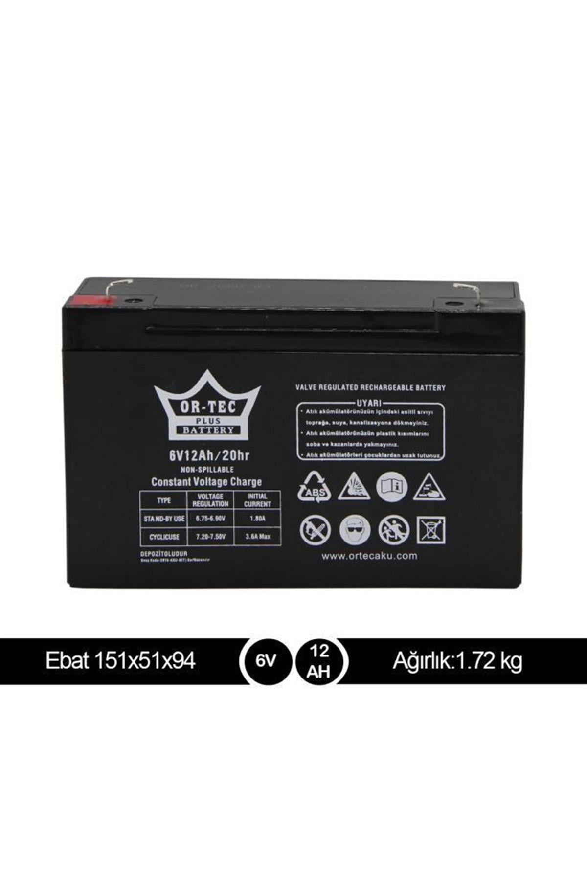 ORTEC 6V 12 AH AKÜLÜ ARABA AKÜSÜ 2023 ÜRETİM