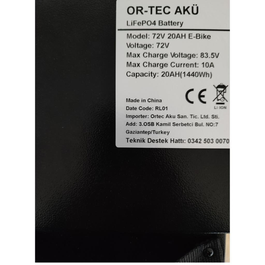 Ortec 72V 20AH LiFePO4 Bluetooth Özellikli - 72V 5A 72V 5A Li-Ion ve LiFePO4 Akü Şarj Cihazı Seti 
