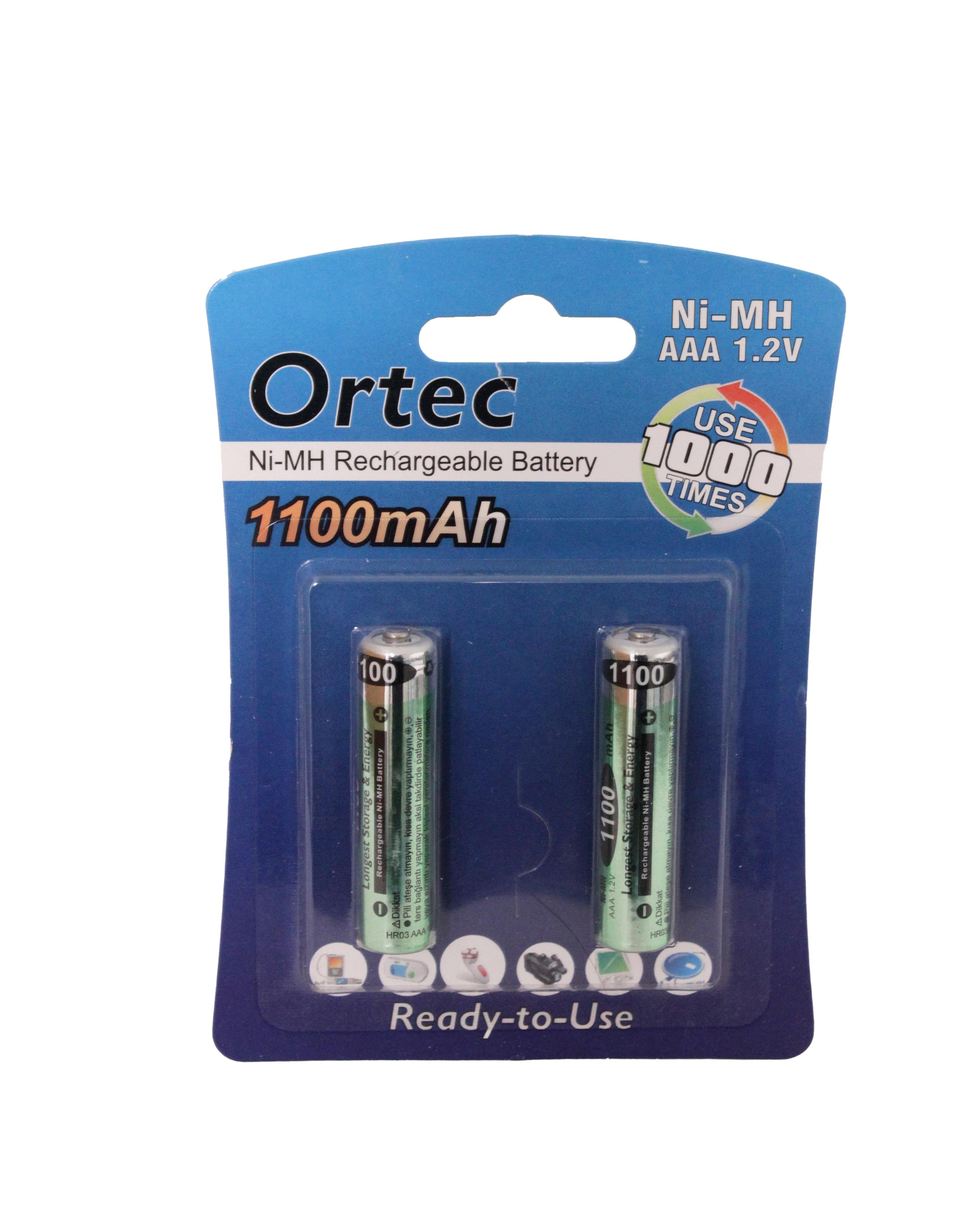 Ortec AAA 1.2V Ni-Mh 1100mAh Şarj Edilebilir İnce Kalem Pil
