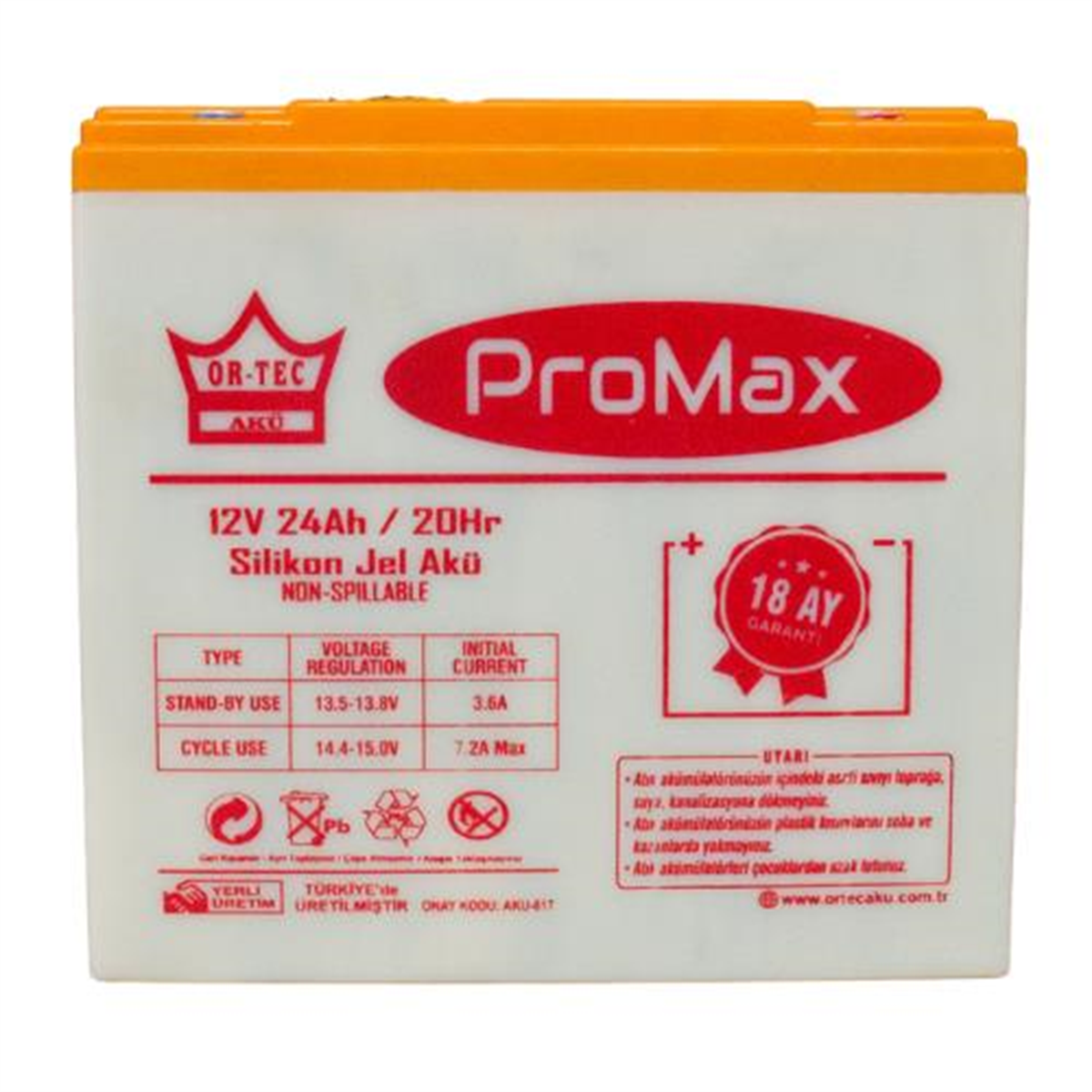 ORTEC PROMAX 12V 24 AH AMPER 6LI SET 2023 ÜRETİM 