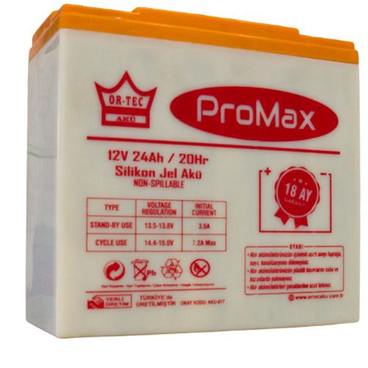 ORTEC PROMAX 12V 24 AH AMPER 6LI SET 2023 ÜRETİM 