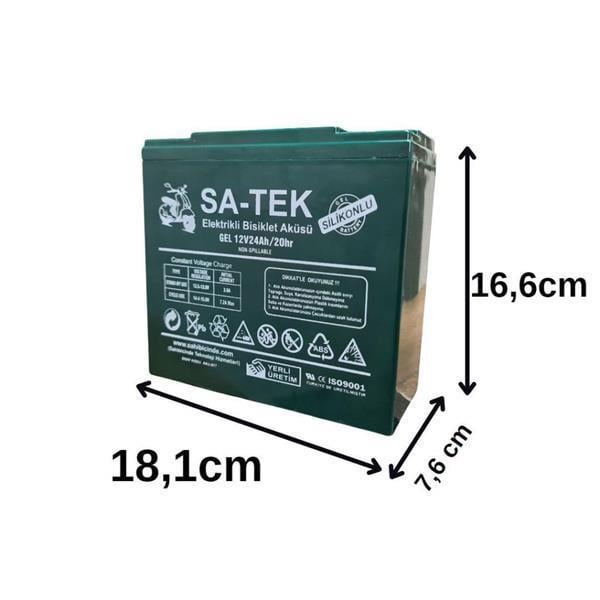 Satek 12v 24 Ah Elektrikli Bisiklet Aküsü 4'lü Set Jel Akü ve Ortec 48v 24ah Şarj Cihazı Seti