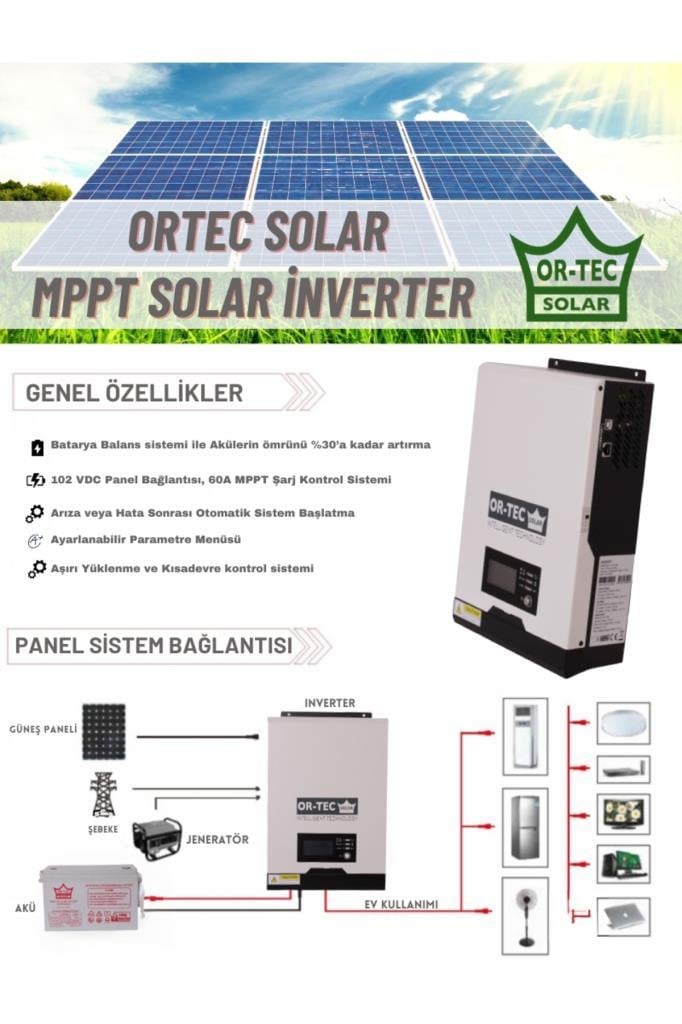 Solar 12V 1Kw/1000VA MPPT Tam Sinüs Akıllı İnverter