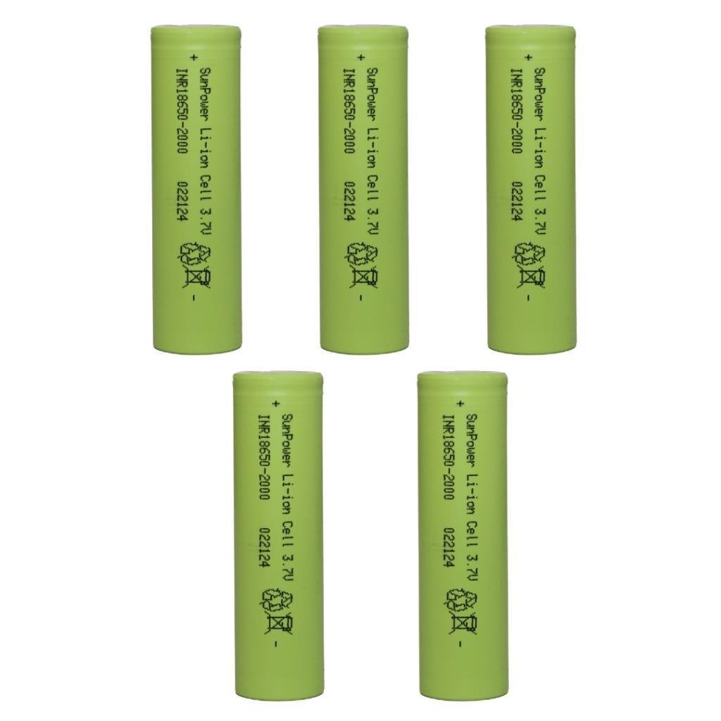 SunPower Li-İon 18650 3.7V 2000 Mah Şarjlı Pil 5'Li