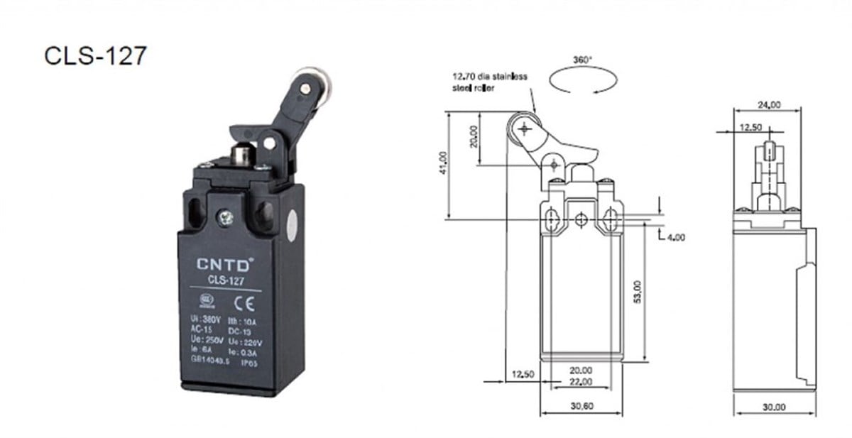 CNTD CLS-127 Dar Gövde Doğrusal Pim Ters Kol Makaralı Limit Switch