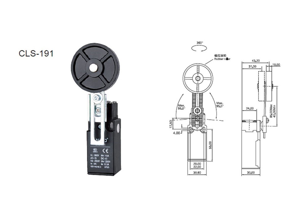 CNTD CLS-191 Açısal Ayarlı Kol. 50MM Kauçuk  Mak. Limit Switch