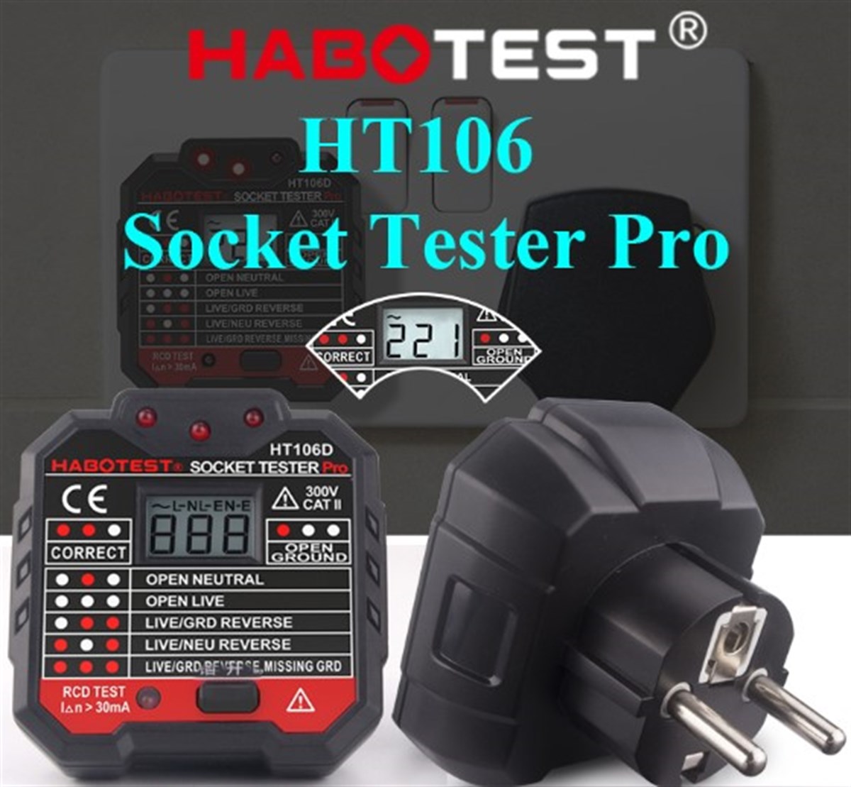 HABOTEST HT106 DİJİTAL PRİZ TEST ALETİ