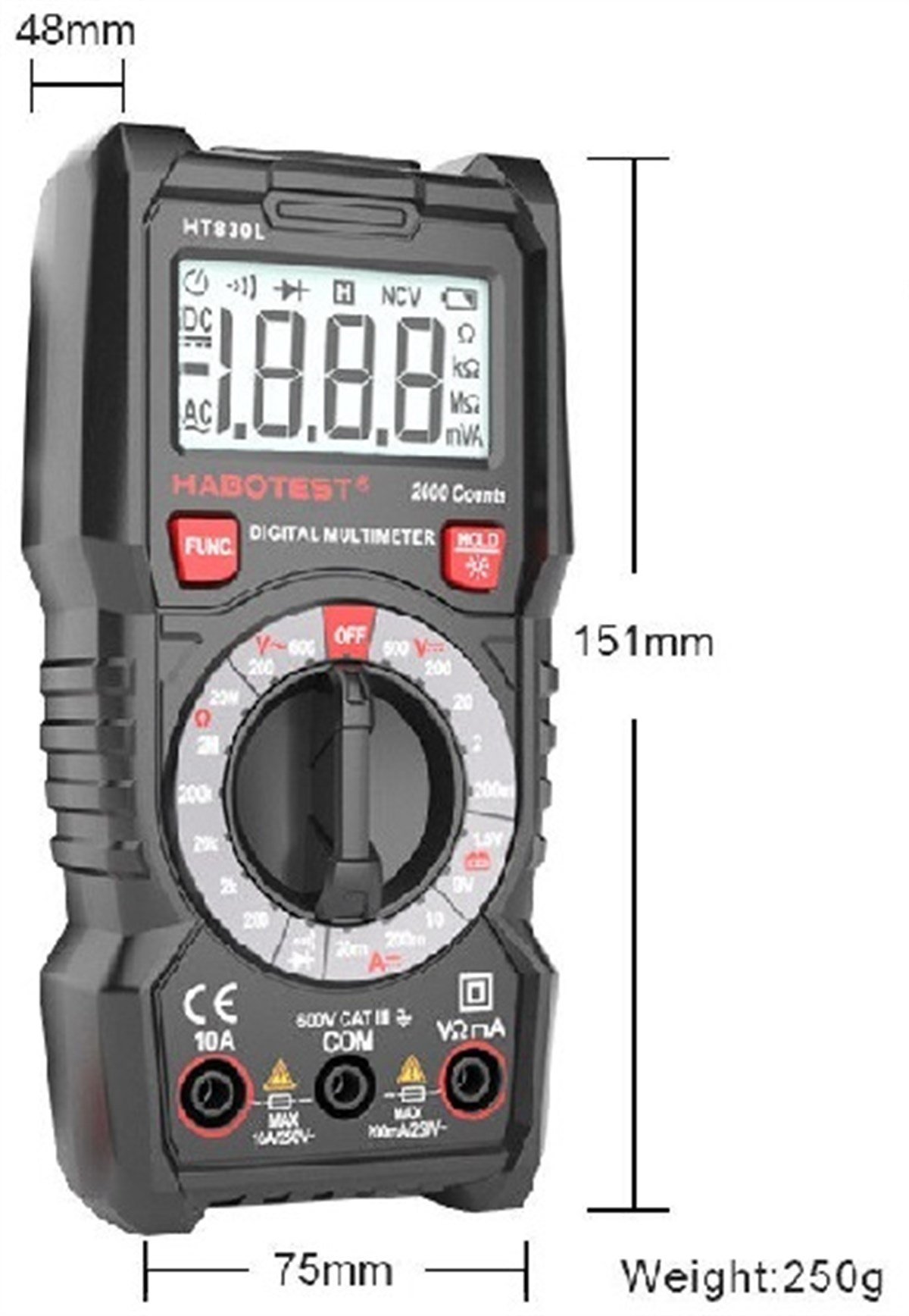 HABOTEST HT113 600V DİJİTAL MULTİMETRE ÖLÇÜ ALETİ ÖLÇÜM CİHAZI