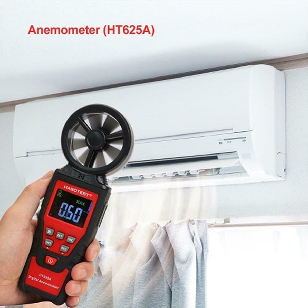 HABOTEST HT625A DİJİTAL ANEMOMETRE HAVA HIZI ÖLÇER ÖLÇÜ ALETİ ÖLÇÜM CİHAZI