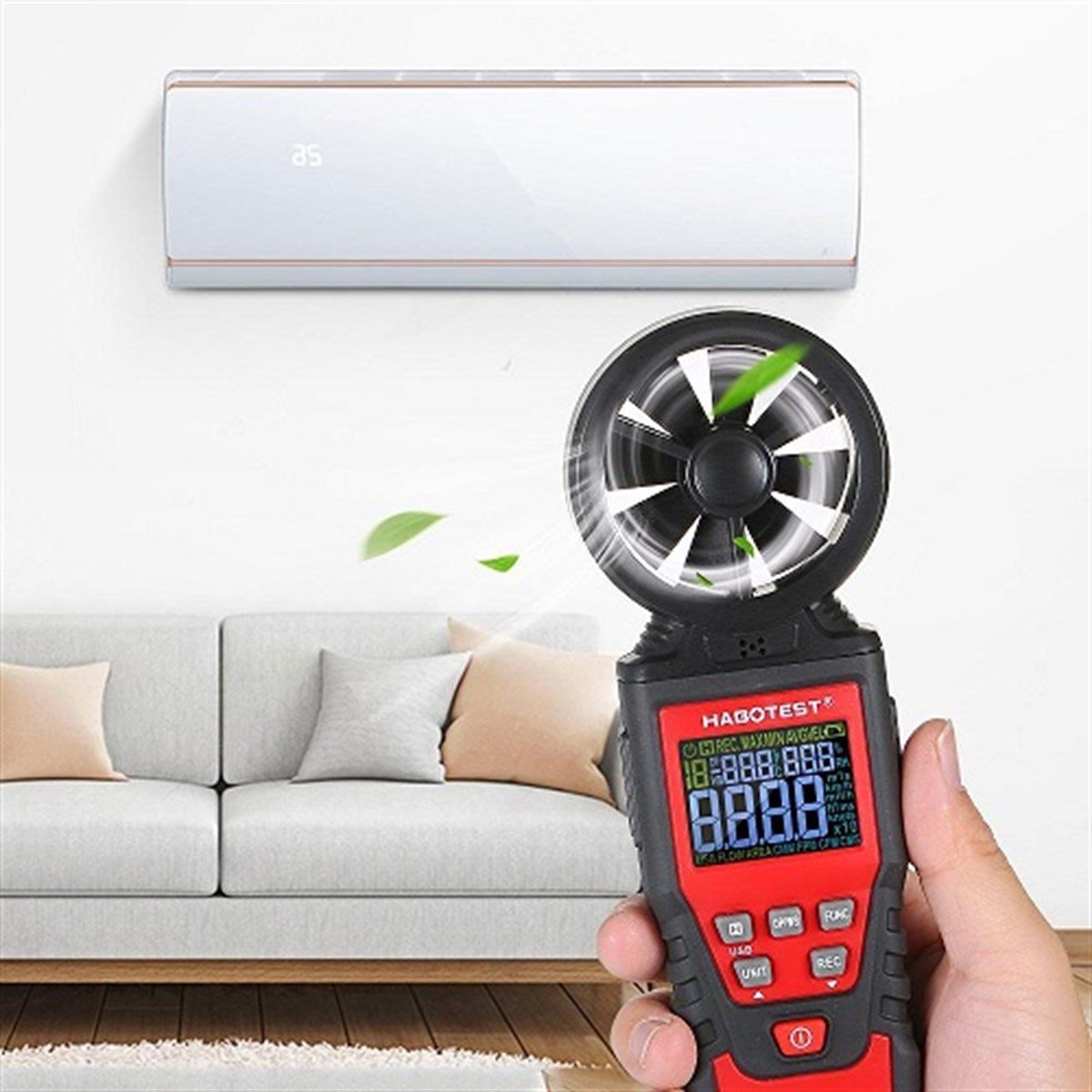 HABOTEST HT625A DİJİTAL ANEMOMETRE HAVA HIZI ÖLÇER ÖLÇÜ ALETİ ÖLÇÜM CİHAZI