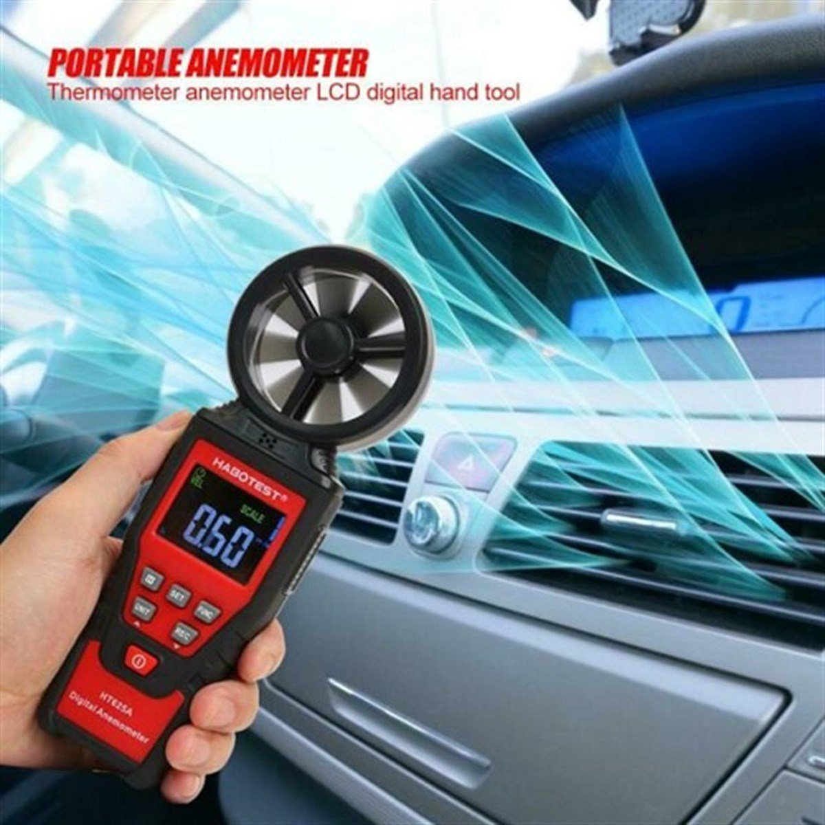 HABOTEST HT625A DİJİTAL ANEMOMETRE HAVA HIZI ÖLÇER ÖLÇÜ ALETİ ÖLÇÜM CİHAZI