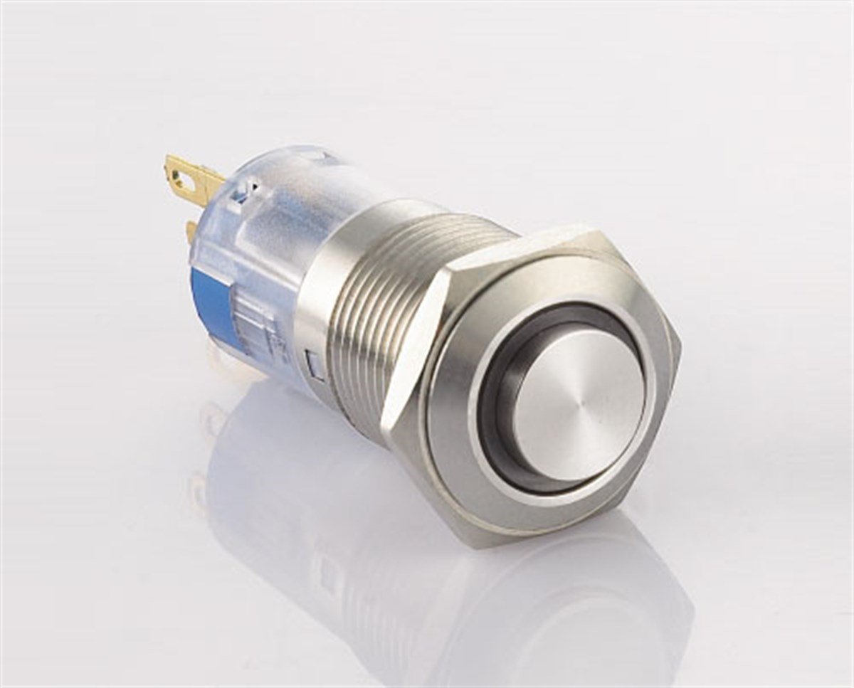 J16-362-E 16mm Ledli Kalıcılı Metal Buton Çıkık Kafa