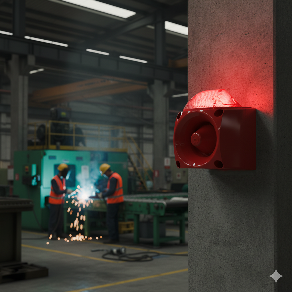 MESAN MS 3050.1.10.220VAC ENDÜSTRİYEL LED IŞIKLI SİREN KIRMIZI GÖVDE