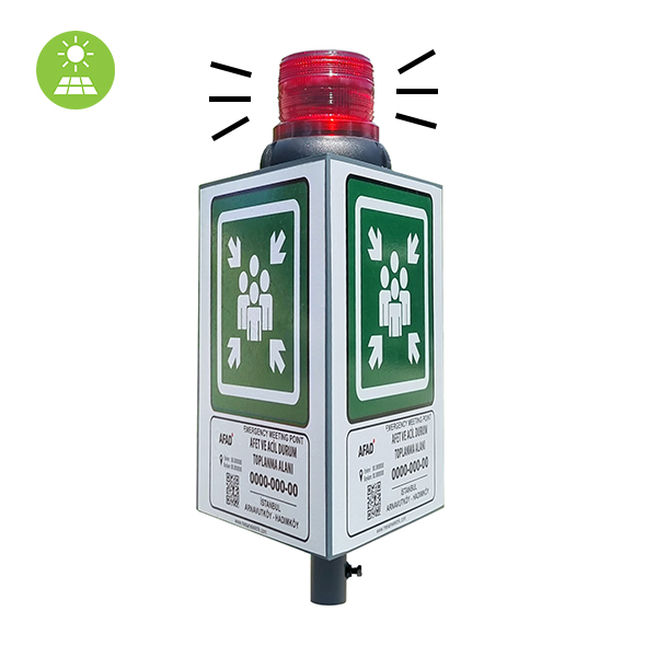 MESAN MS 4000 SOLAR Ø110 GÜNEŞ ENERJİLİ İKAZLI ACİL TOPLANMA ÜÇ YÖNLÜ LEVHASI