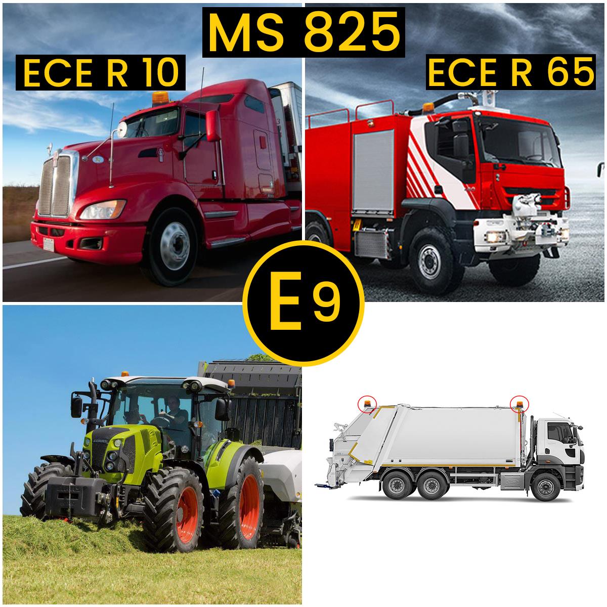 MESAN MS 825.12-24V Amber Tepe Lambası ECE R65 ECE R10 3 MODES SPARKING DOME