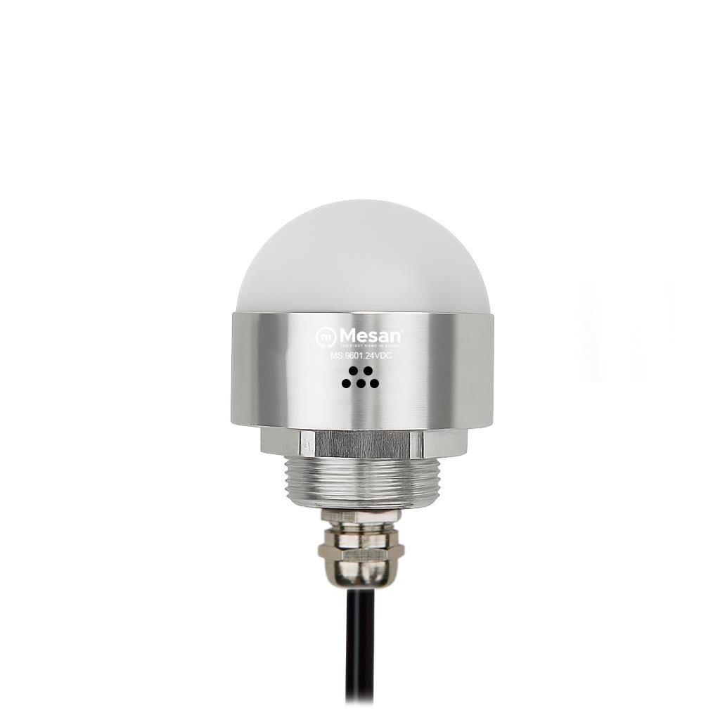MESAN MS 9601.24VDC Ø50 M30 LED Indikatör RGY Buzzer Gümüş Gövde