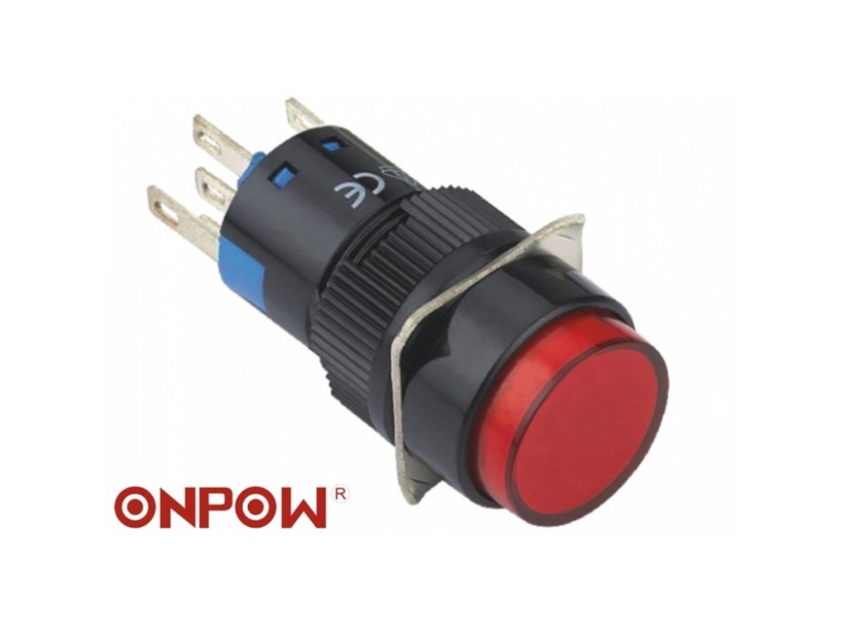 Onpow Yuvarlak 16mm Kalıcı Buton 8P LAS1-AY-22Z