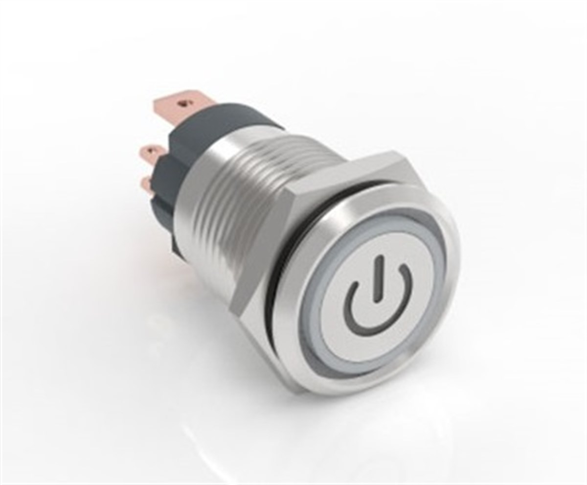 POER LOGO METAL KALICI BUTONLAR IP67 6-24V DC