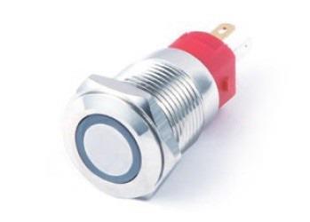 T16-371 16MM METAL KALICI BUTON 12-24V DC 1NO/NC