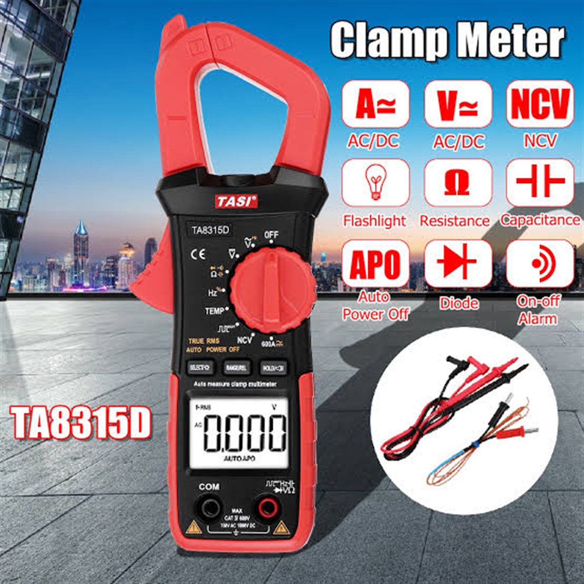 Tasi TA8315D Mini True Rms 600A AC/DC Dijital Pensampermetre ÖLÇÜ ALETİ TA-8315D TA 8315D