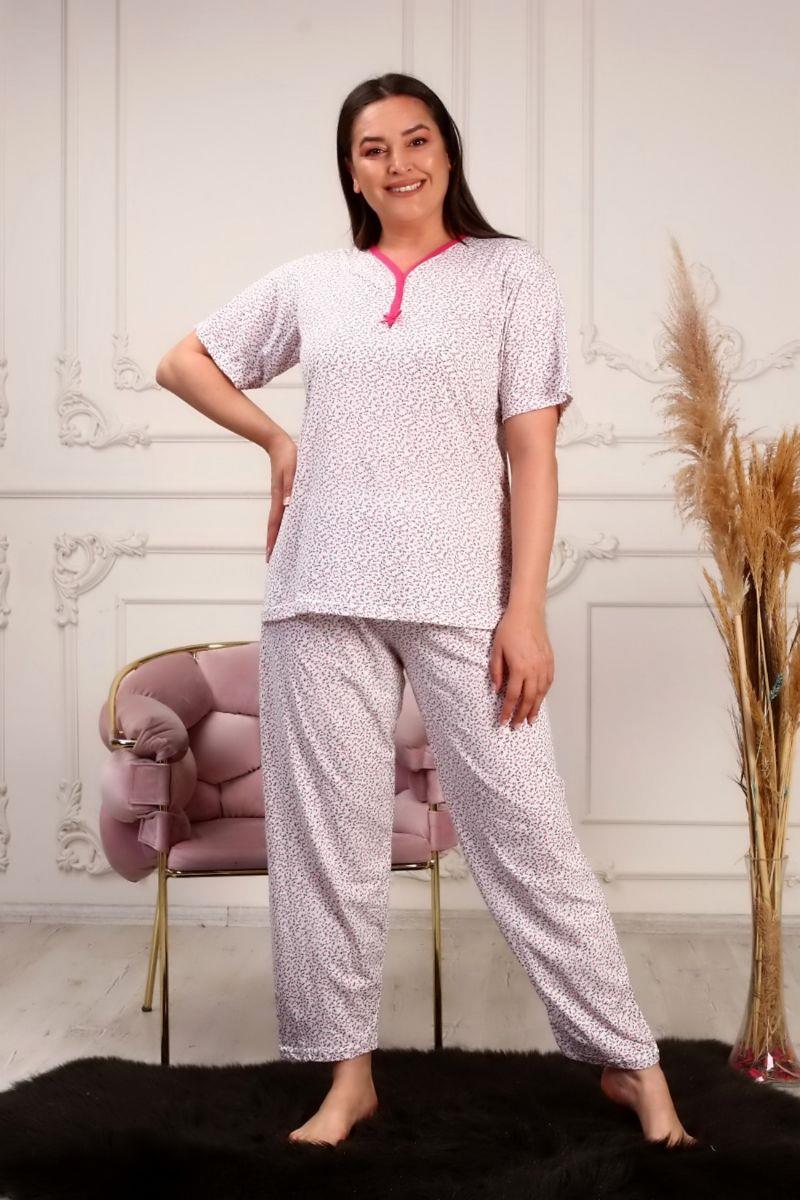 Pijama Takımı Büyük Beden Anne Tarzı Pijama Takımı Pembe