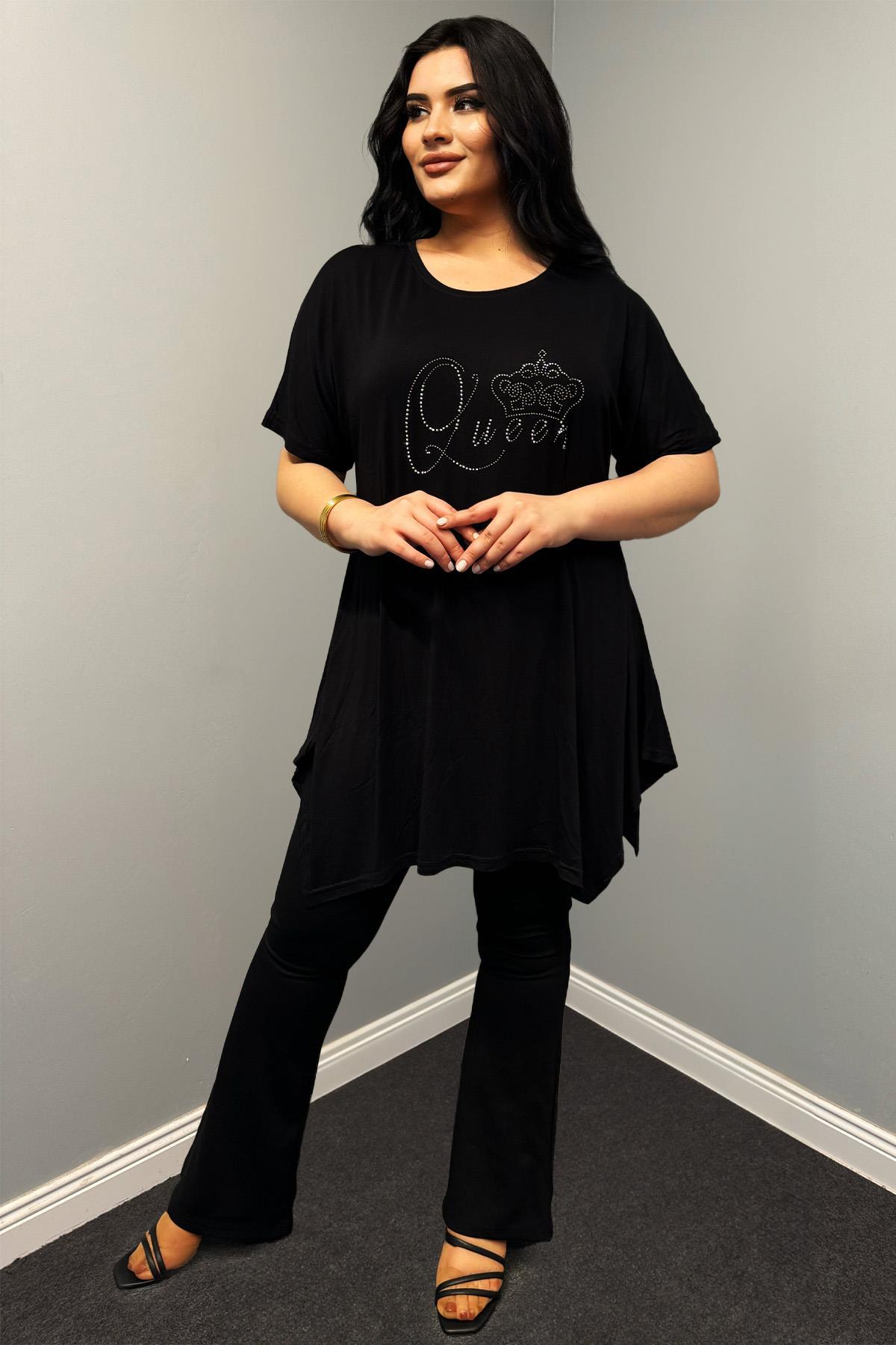 Tshirt Büyük Beden Asimetrik Kesim Oversize Tunik Tshirt