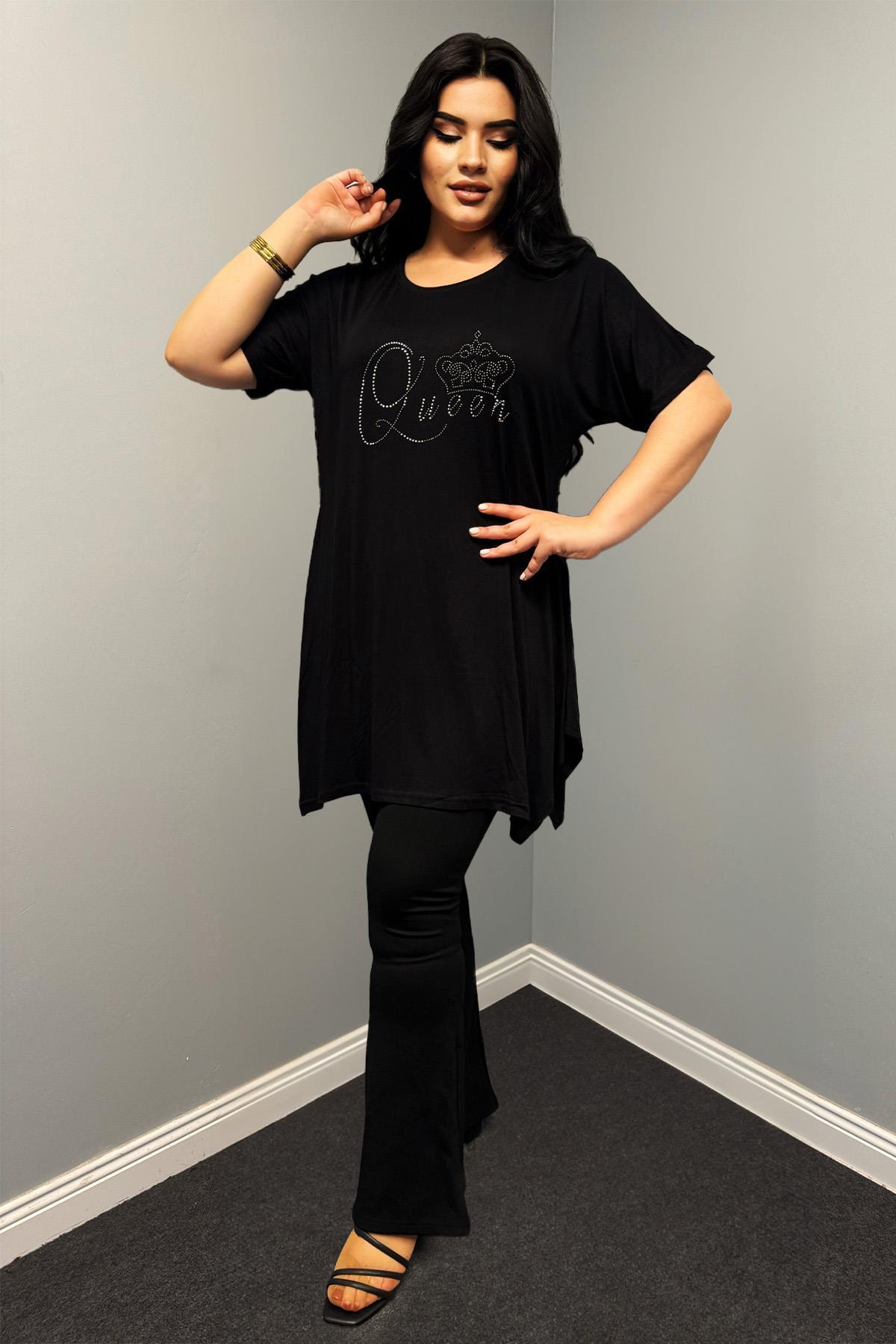 Tshirt Büyük Beden Asimetrik Kesim Oversize Tunik Tshirt