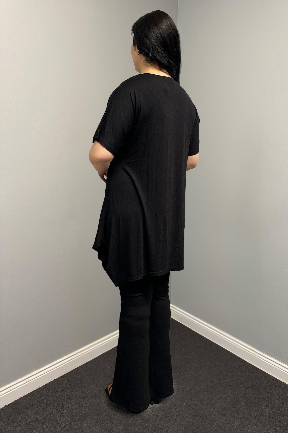 Tshirt Büyük Beden Asimetrik Kesim Oversize Tunik Tshirt