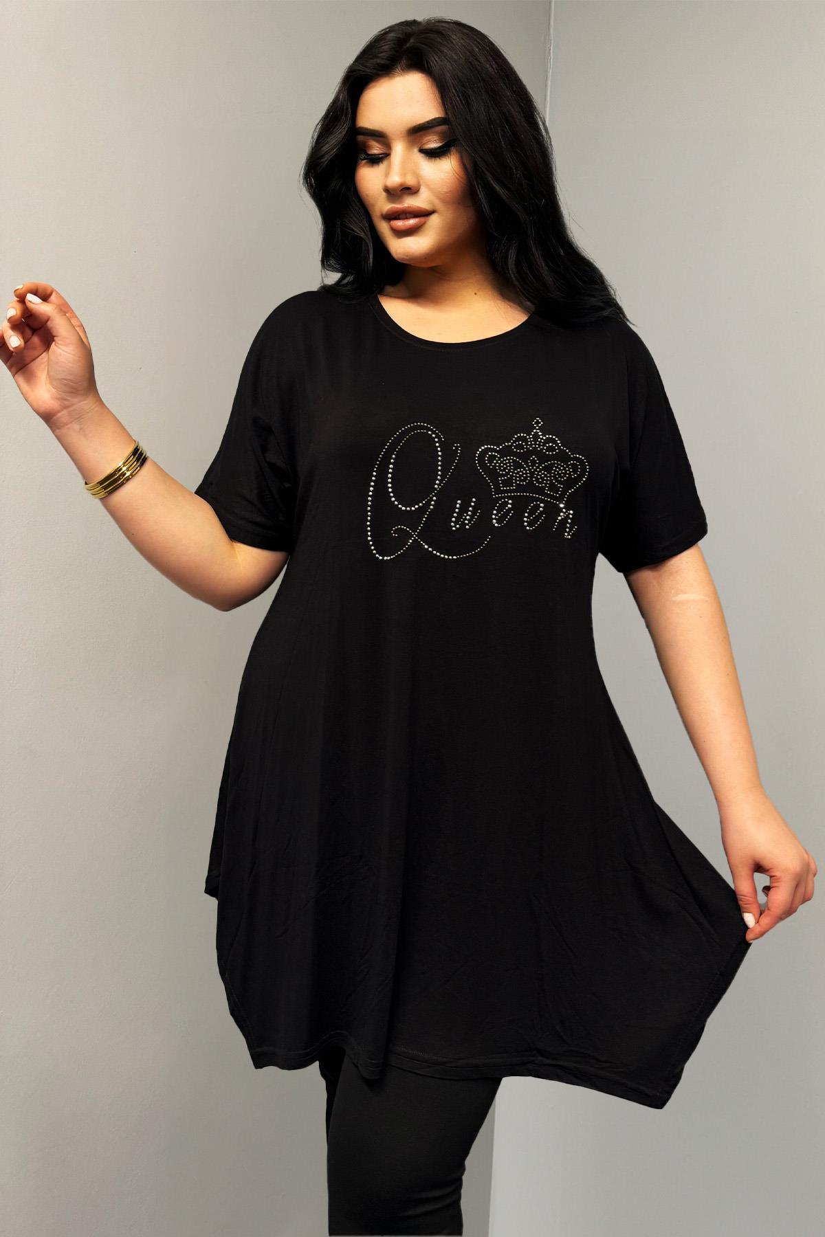 Tshirt Büyük Beden Asimetrik Kesim Oversize Tunik Tshirt