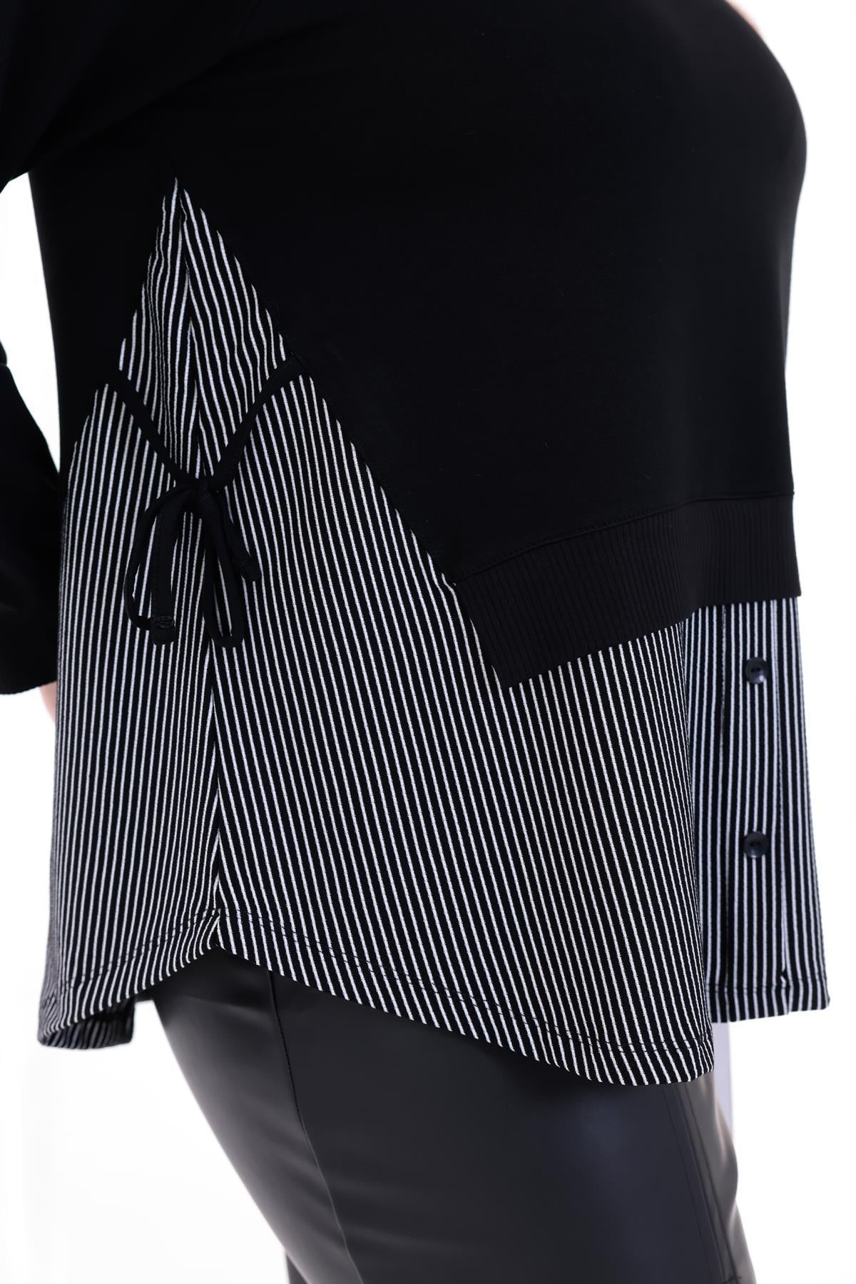 Uzun Kol Bluz Büyük Beden Bağcık Detaylı Sweatshirt
