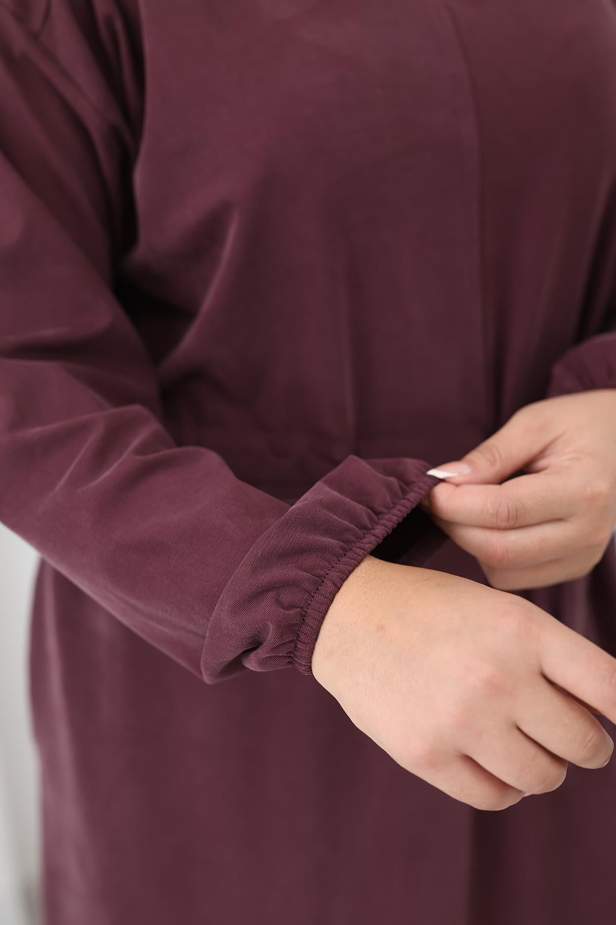 Elbise Büyük Beden Bağlama Detaylı Tencel Modal Kumaş Elbise