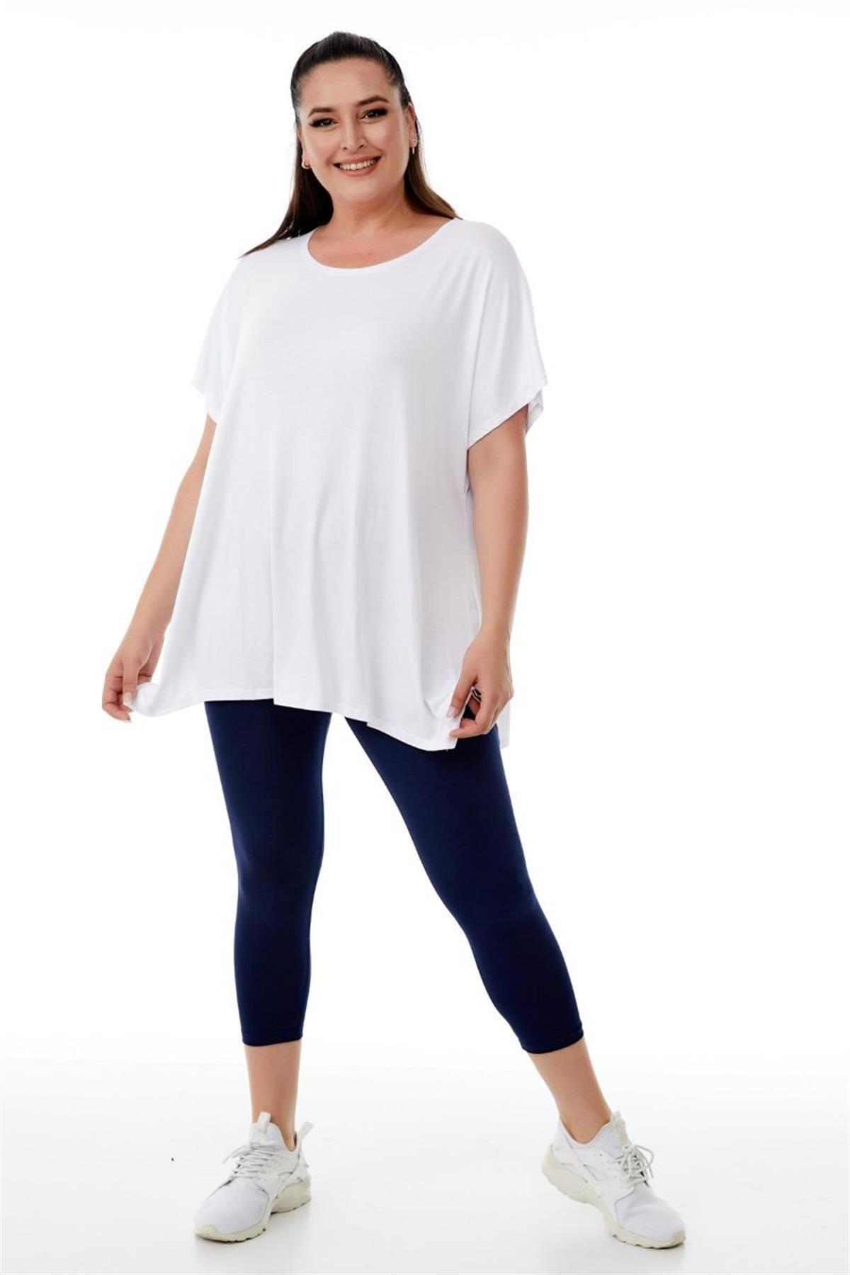 Tshirt Büyük Beden Basic Salaş T-Shirt Beyaz