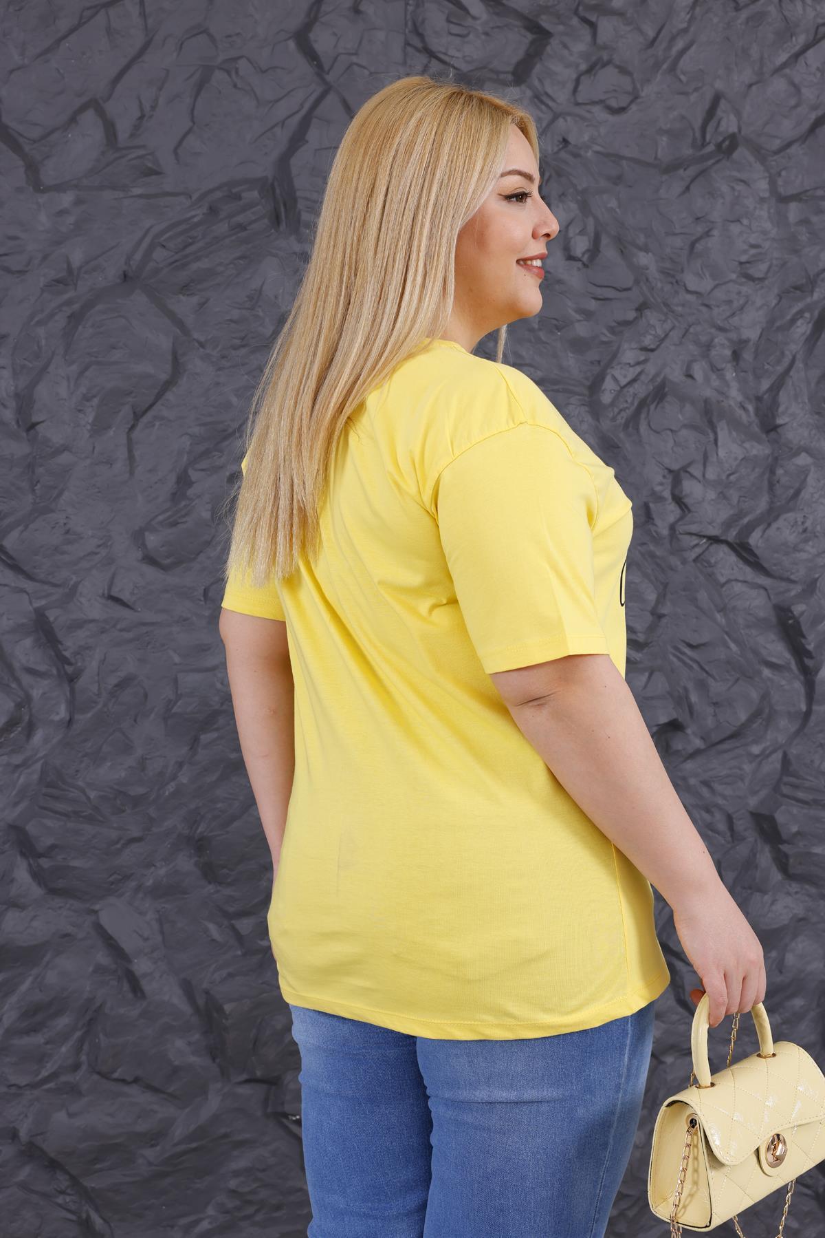 Tshirt Büyük Beden Baskılı Uzun Tshirt